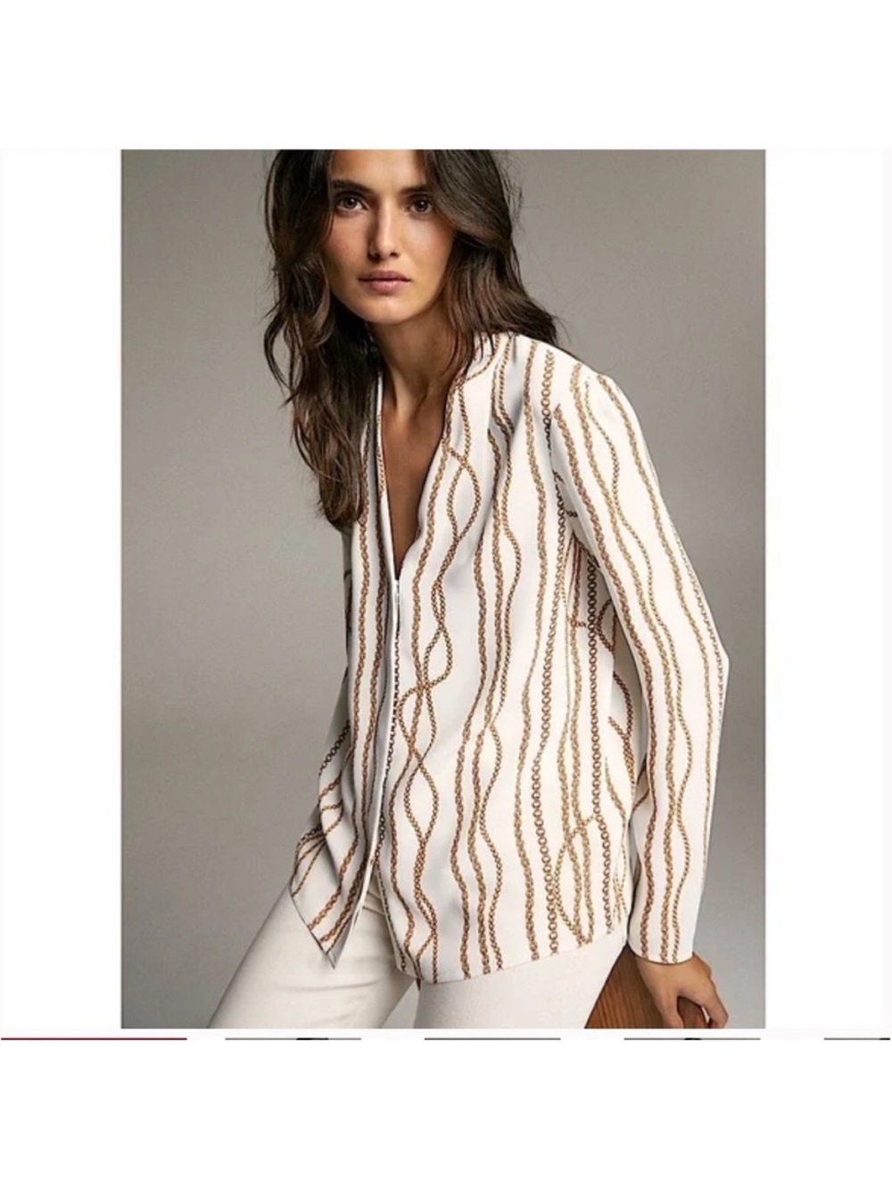 Aritzia babaton power blouse cream with gold chain rope size xs
